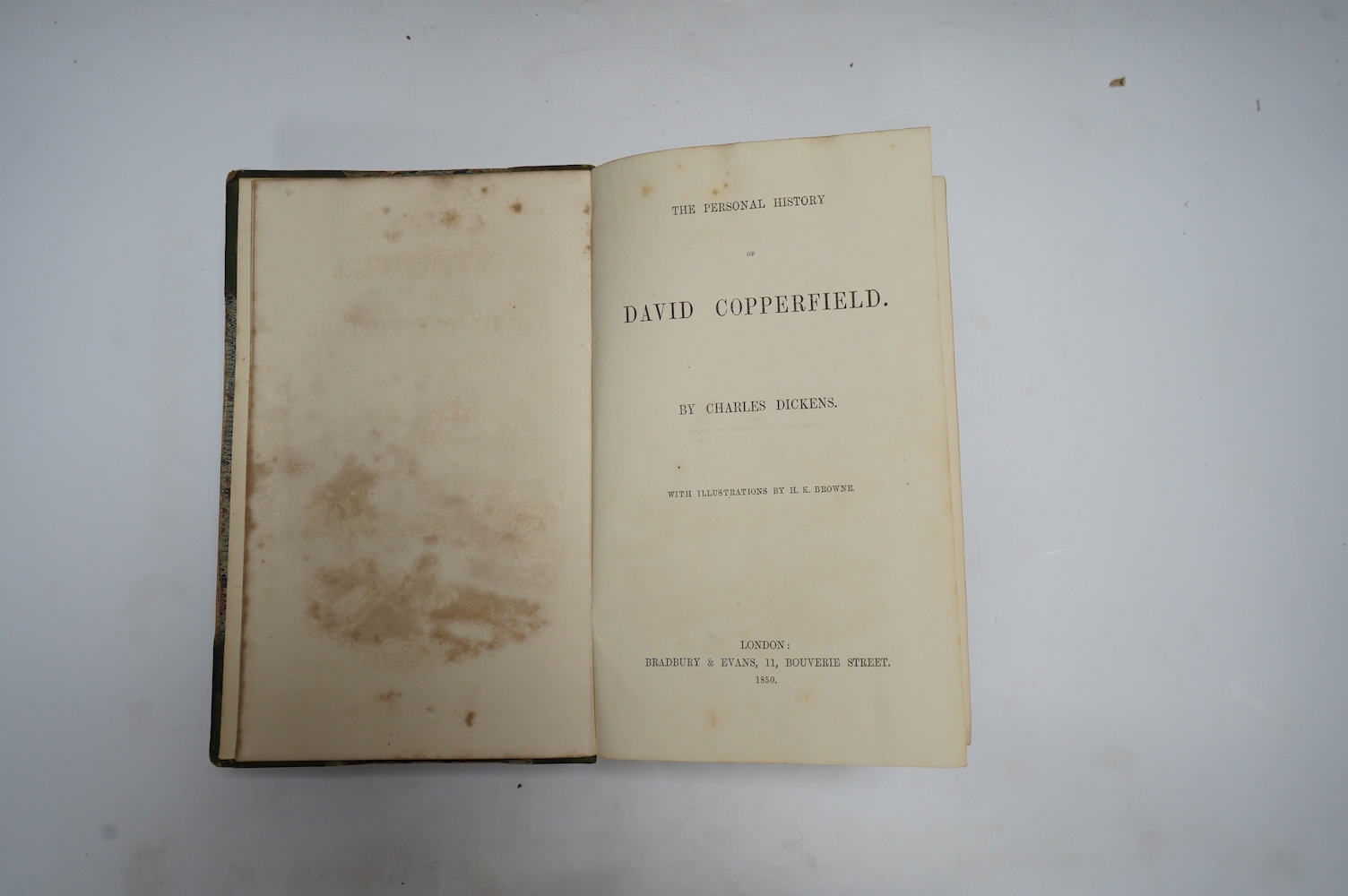 Dickens, Charles. The Personal History of David Copperfield with illustrations by H. K. Browne, (Phiz), 8vo, half calf, Bradbury and Evans, London, 1850, and The Posthumous Papers of the Pickwick Club, first edition in b